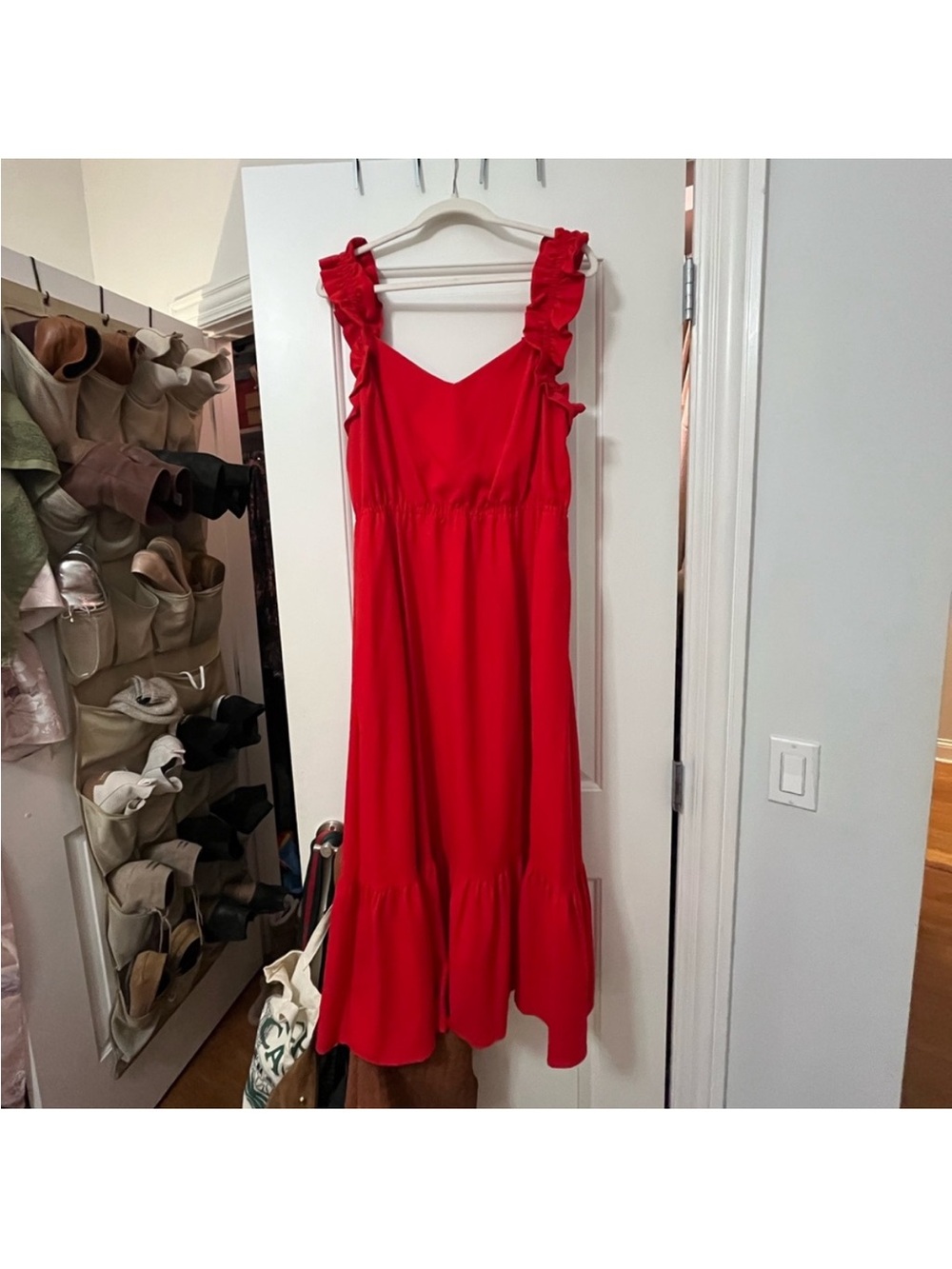 Red Ruffle Strap Midi Dress - Kenzie by Macy’s